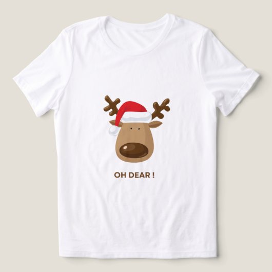 Funny Reindeer “Oh Dear!” Christmas T-Shirt (Design voorkant)