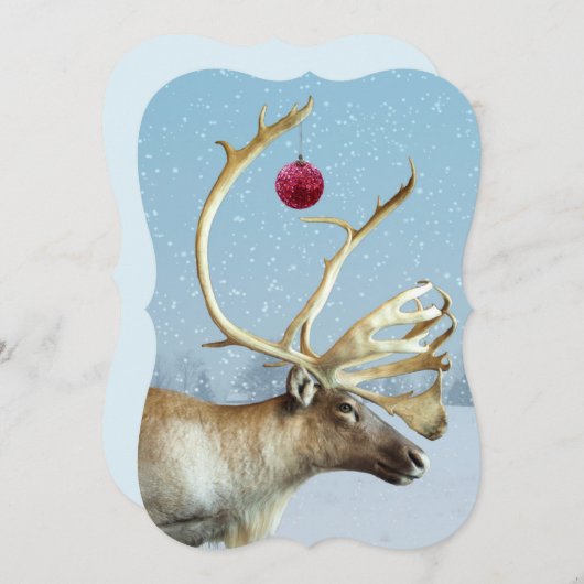 Funny Reindeer Ornament kerstkaart (Voorkant / Achterkant)