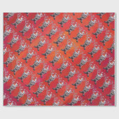 Funny Reindeer Pattern on Red Cadeaupapier (Vlak)