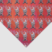 Funny Reindeer Pattern on Red Tissuepapier (Detail)