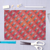 Funny Reindeer Pattern on Red Tissuepapier (Craft)