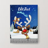 Funny Reindeer Peeking Christmas Meme  Button (Voorkant)