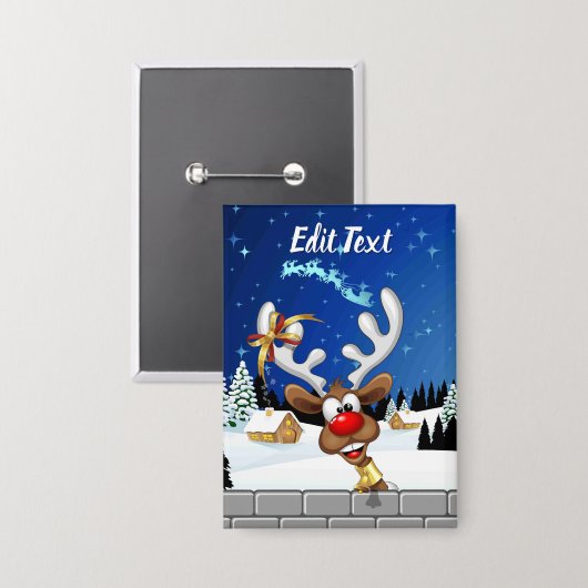 Funny Reindeer Peeking Christmas Meme  Button (Voorkant / Achterkant)