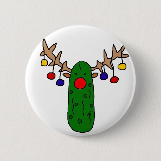 Funny Reindeer Pickle-kerstCartoon Ronde Button 5,7 Cm (Voorkant)