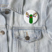 Funny Reindeer Pickle-kerstCartoon Ronde Button 5,7 Cm (In situ)