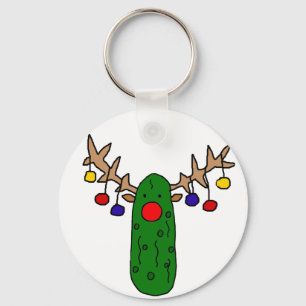Funny Reindeer Pickle-kerstCartoon Sleutelhanger