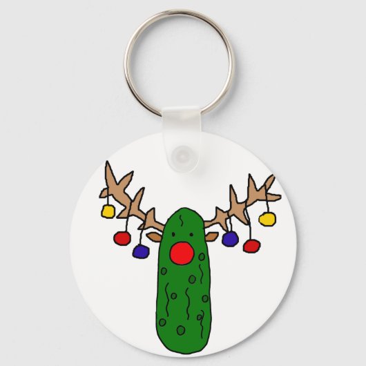 Funny Reindeer Pickle-kerstCartoon Sleutelhanger (Voorkant)