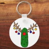 Funny Reindeer Pickle-kerstCartoon Sleutelhanger (Voorkant)