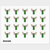 Funny Reindeer Pickle-kerstCartoon Vierkante Sticker (Vel)