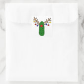 Funny Reindeer Pickle-kerstCartoon Vierkante Sticker (Tas)