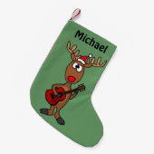 Funny Reindeer Play Guitar Kleine Kerstsok (Voorkant (Hangend))