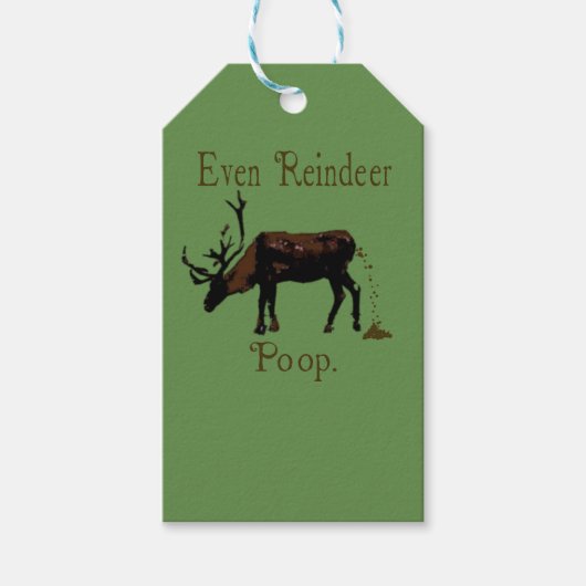 Funny Reindeer Poop Kerstmis Cadeaulabel (Voorkant)