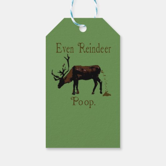 Funny Reindeer Poop Kerstmis Cadeaulabel (Achterkant)