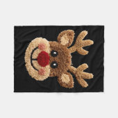 Funny Reindeer Rudolph Crochet Merry Christmas Xma Fleece Deken (Voorkant (Horizontaal))