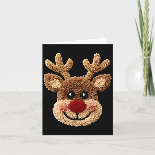 Funny Reindeer Rudolph Crochet Merry Christmas Xma Kaart (Voorkant)