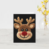 Funny Reindeer Rudolph Crochet Merry Christmas Xma Kaart (Gele Bloem)