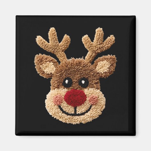 Funny Reindeer Rudolph Crochet Merry Christmas Xma Magneet (Voorkant)