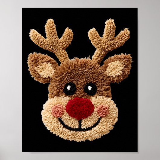 Funny Reindeer Rudolph Crochet Merry Christmas Xma Poster (Voorkant)
