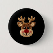 Funny Reindeer Rudolph Crochet Merry Christmas Xma Ronde Button 5,7 Cm (Voorkant)