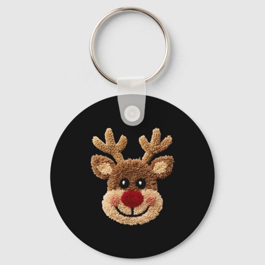 Funny Reindeer Rudolph Crochet Merry Christmas Xma Sleutelhanger (Voorkant)
