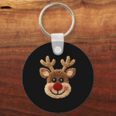 Funny Reindeer Rudolph Crochet Merry Christmas Xma Sleutelhanger (Voorkant)