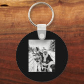 Funny Reindeer Santa Selfie Christmas Party Xmas P Sleutelhanger (Voorkant)