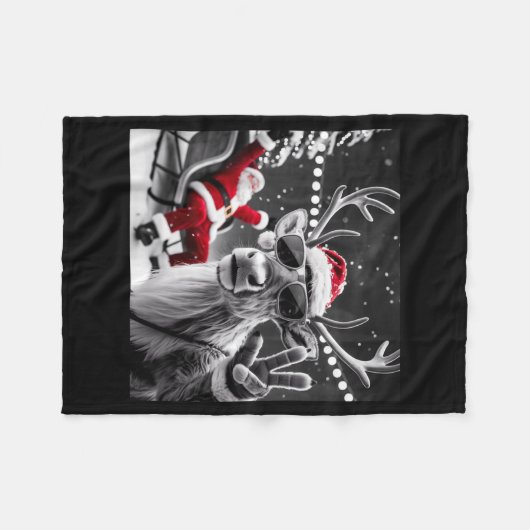 Funny Reindeer Selfie Christmas Fleece Deken (Voorkant (Horizontaal))