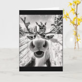 Funny Reindeer Selfie Christmas  Kaart (Gele Bloem)