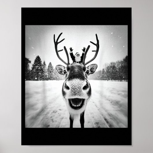 Funny Reindeer Selfie Christmas Men Women Boys And Poster (Voorkant)