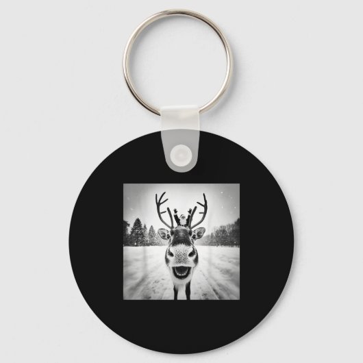 Funny Reindeer Selfie Christmas Men Women Boys And Sleutelhanger (Voorkant)