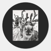 Funny Reindeer Selfie Christmas  Ronde Sticker (Voorkant)