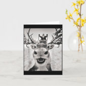 Funny Reindeer Selfie Christmas Santa Funny Kids  Kaart (Gele Bloem)