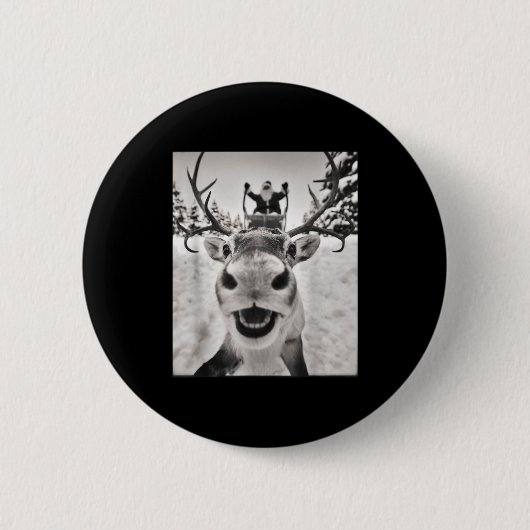 Funny Reindeer Selfie Christmas Santa Funny Kids Ronde Button 5,7 Cm (Voorkant)