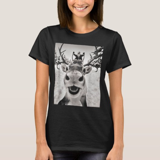 Funny Reindeer Selfie Christmas Santa Funny Kids  T-shirt (Voorkant)