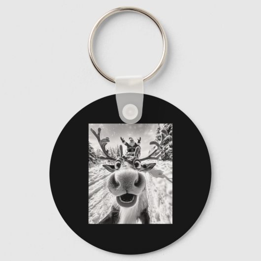Funny Reindeer Selfie Christmas  Sleutelhanger (Voorkant)