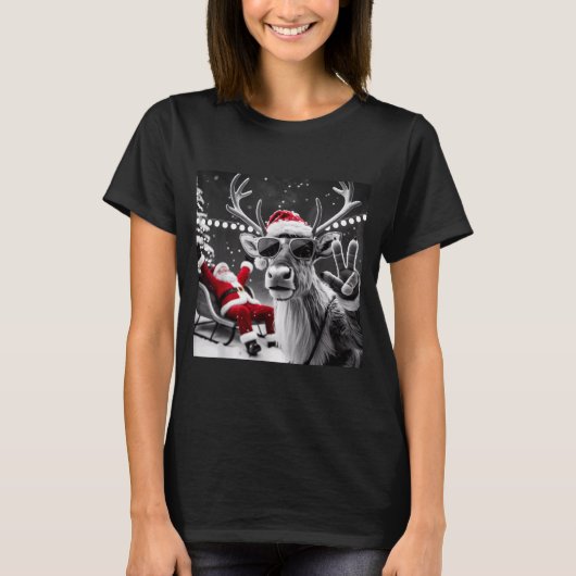 Funny Reindeer Selfie Christmas T-shirt (Voorkant)