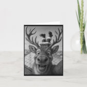 Funny Reindeer Selfie Santa Boys Girls Christmas  Kaart (Voorkant)