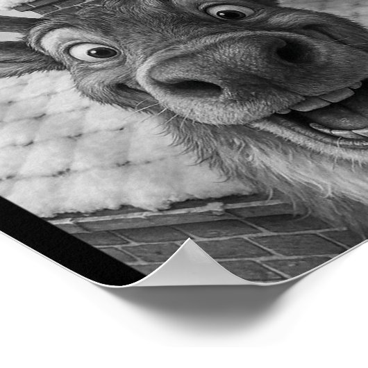 Funny Reindeer Selfie Santa Boys Girls Christmas  Poster (Hoek)