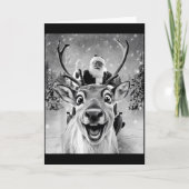 Funny Reindeer Selfie Santa Christmas Men Women Ki Kaart (Voorkant)