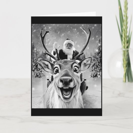 Funny Reindeer Selfie Santa Christmas Men Women Ki Kaart (Voorkant)