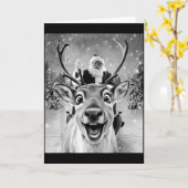 Funny Reindeer Selfie Santa Christmas Men Women Ki Kaart (Gele Bloem)