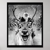 Funny Reindeer Selfie Santa Christmas Men Women Ki Poster (Voorkant)