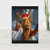 Funny Reindeer Selfie Santa Merry Christmas Men Wo Kaart (Voorkant)