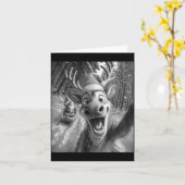 Funny Reindeer Selfie Santa Merry Christmas Men Wo Kaart (Gele Bloem)