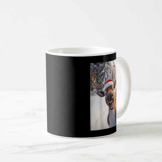 Funny Reindeer Selfie Santa Merry Christmas Men Wo Koffiemok (Voorkant rechts)