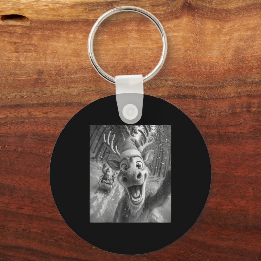 Funny Reindeer Selfie Santa Merry Christmas Men Wo Sleutelhanger (Voorkant)