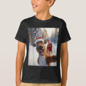 Funny Reindeer Selfie Santa Merry Christmas Men Wo T-shirt (Voorkant)