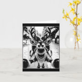 Funny Reindeer Selfie Santa Sleigh Christmas Holid Kaart (Gele Bloem)