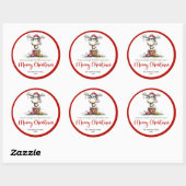 Funny reindeer sticker whimsical red green cartoon (Vel)