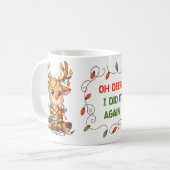 Funny Reindeer Stuck in Christmas Lights Mug Koffiemok (Voorkant links)